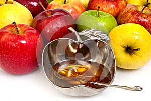 Honey with apple for Rosh Hashana